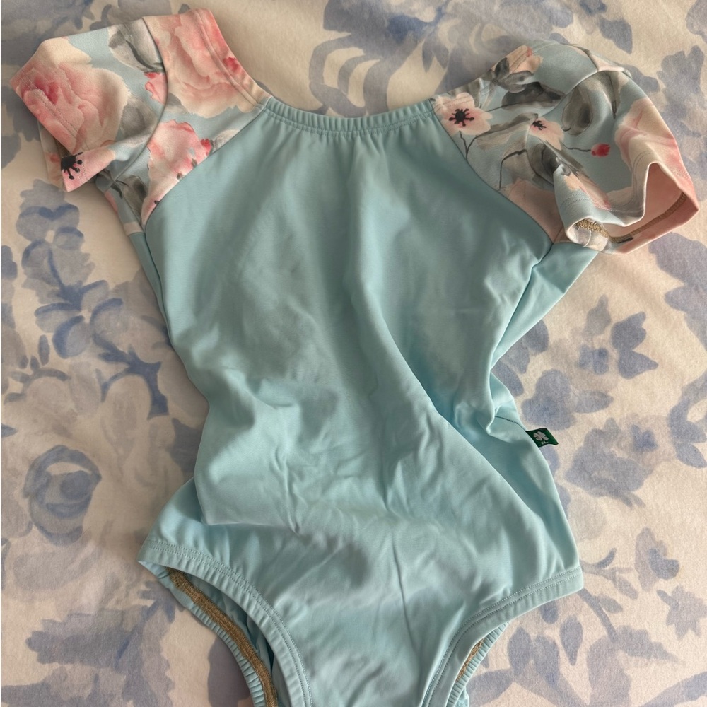 Floral Sleeve Light Blue lucky Leo leotard